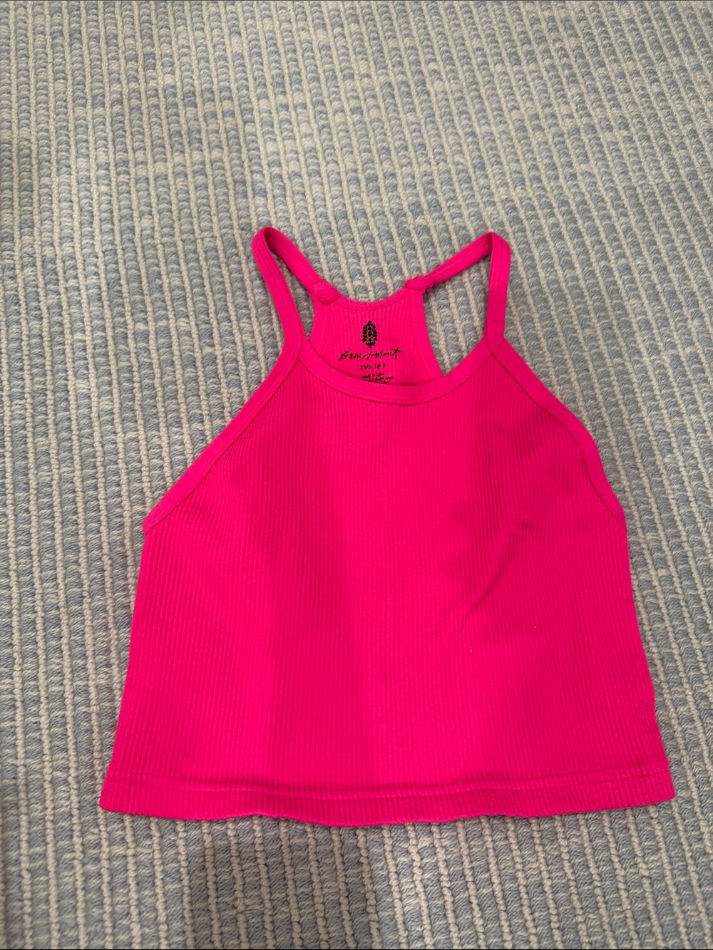 FP Movement by Free People Hot Pink Ribbed Crop Tank